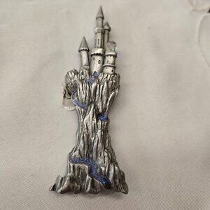 ❤ castle with crystal purple river flowing pin signed on back